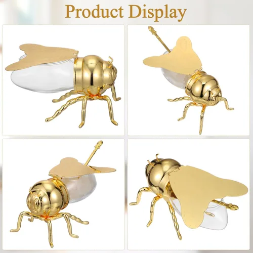 Vista 3 de Luxshiny Tarro de miel de abeja: recipiente de vidrio con cuchara para cocina y hogar, dispensador para tienda de jarabe de mermelada de jalea