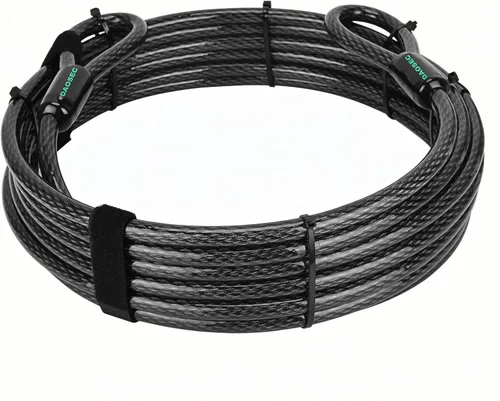 Vista 10 de Cable de seguridad de servicio pesado resistente a cortes de 7 pies x 1/2 pulgada Acero trenzado flexible recubierto de vinilo con extremos