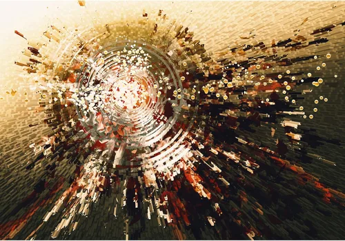 Vista 2 de wall26 - Pintura digital de fondo abstracto de círculo de alta tecnología - Mural de pared extraíble Papel pintado autoadhesivo grande - 100x144