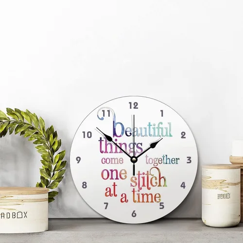 Vista 3 de ArogGeld Reloj de pared personalizado para sala de costura, botón de joya de color, 10 pulgadas, reloj de sala de manualidades, funciona