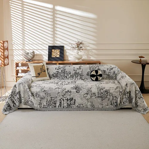 Vista 22 de MYSKY HOME Funda de sofá para perros lavable para sofá biplaza, funda de sofá boho, funda de sofá manta suave gruesa duradera con borlas, funda