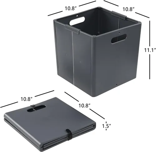 Vista 2 de Gloreen Paquete de 4 cubos de almacenamiento plegables, cubo de almacenamiento plegable, color gris