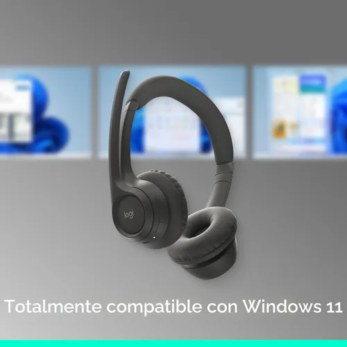 Vista 5 de Logitech Zone 301 - Auriculares inalámbricos Bluetooth con micrófono de cancelación de ruido, compatibles con Windows, Mac, Chrome, Linux, iOS