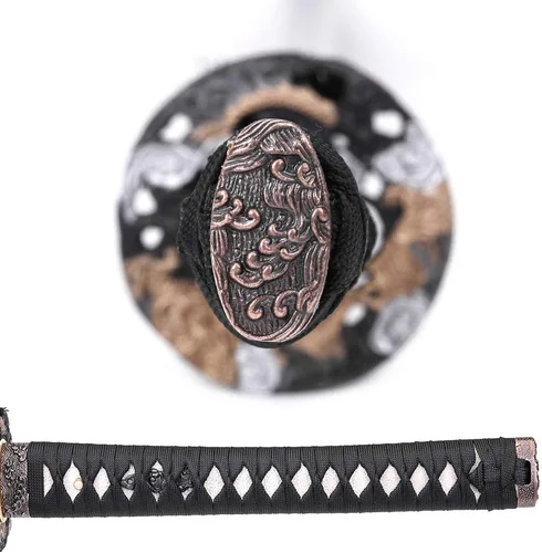 Vista 3 de siwode Katana hecha a mano de espiga completa, afilada, aleación Tsuba japonesa samurái, acero de alto carbono 1060, T10 1095, 40 pulgadas