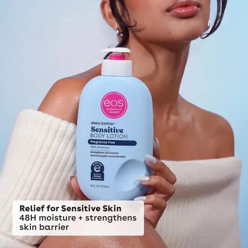 Vista 4 de eos Shea Better - Loción corporal para piel sensible, cuidado de la piel con humedad de 48 horas, para piel seca, loción corporal sin fragancia