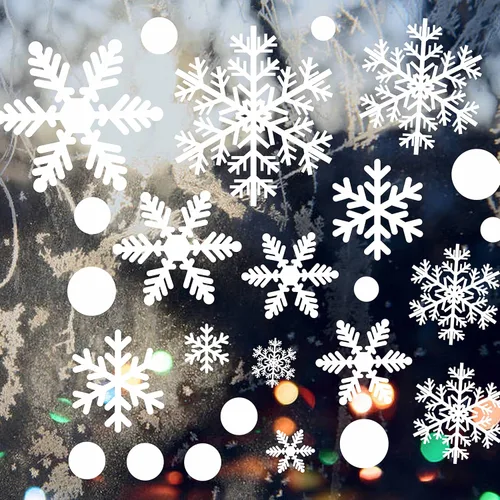 Vista 5 de 406pcs Christmas Window Clings for Glass Windows Christmas Window Decals Snowflakes Christmas Decorations Christmas Window Stickers for Kids Holiday