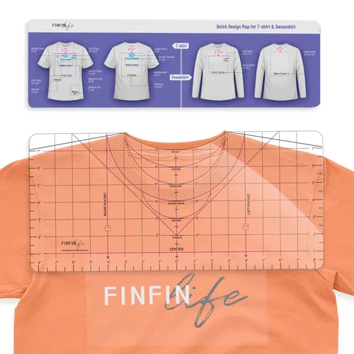 Vista 9 de Guía de regla de camiseta mejorada para alineación de vinilo, regla de camisa de mayor precisión, cuello redondo y V, herramienta de medición