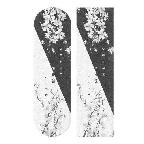 Vista 7 de Cinta de Agarre Japonesa con Diseño de Flores para Longboard Cinta de Agarre Deportes Exterior Negro Blanco Skateboard Cinta de Agarre, cinta
