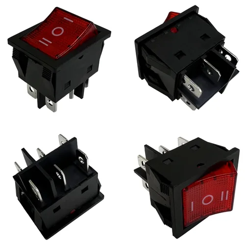 Vista 14 de Interruptor basculante DPST On-Off Unilluminated Negro 4 Pin 1.220x0.984 in Rectangular Snap-in Interruptor de alimentación de palanca