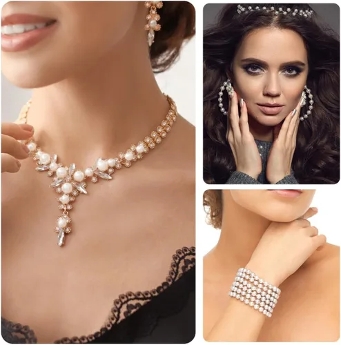 Vista 3 de 800 cuentas de perlas blancas para hacer joyas, kit de pulseras de perlas, cuentas espaciadoras sueltas para pulseras, collares, manualidades