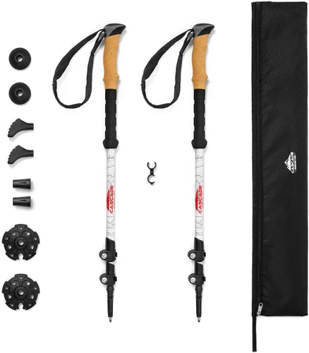 Vista 12 de Cascade Mountain Tech - Bastones de senderismo de fibra de carbono, bastones para caminar o hacer senderismo con seguros ajustables rápidos