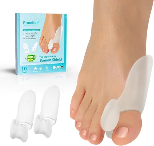 Vista 7 de Promifun Protector de Almohadilla Correctora de Juanetes, 10 Paquetes de Almohadillas Correctoras de Juanetes con Separador para Dedo Gordo