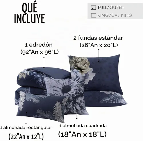 Vista 5 de Bebejan Midnight Meadow - Juego de edredón de 5 piezas, 100% satén de algodón, 220 hilos por pulgada, juego de edredón reversible negro, 1 edredón