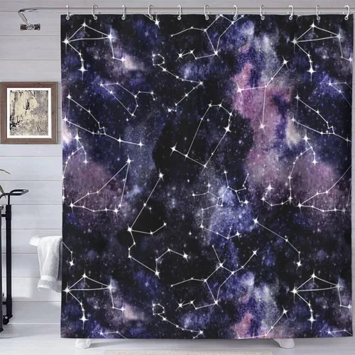 YETTA YANG Juego de cortina de ducha de baño con estrellas paganas y galaxias paganas, decoración para el hogar, opacidad, cortina de baño, 72 x 72