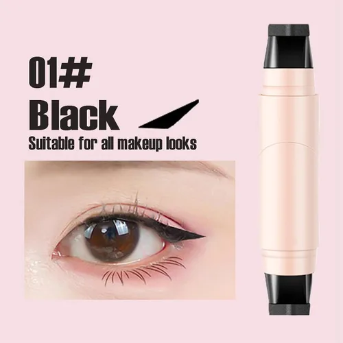 Vista 7 de Juego de 2 sellos de delineador de ojos de gel, 2025 nuevo lápiz de ojos plegable, doble extremo, impermeable, a prueba de manchas para Negro+marrón