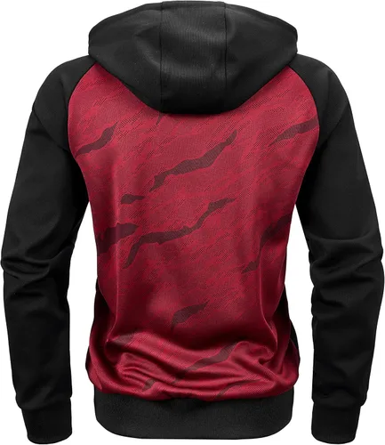 Vista 2 de LAIWANG Sudadera con capucha de bloque de color para hombre, con cierre completo, forro polar pesado, con cremallera y bolsillo Kanga