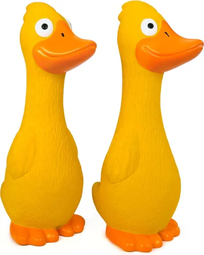 Vista 8 de CHIWAVA Paquete de 2 juguetes de látex para perros de 7.9 pulgadas, juego interactivo de pato amarillo para perros pequeños y medianos
