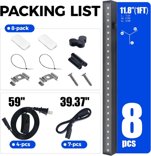 Vista 9 de Barrina Luces de crecimiento T5, lámpara de crecimiento de 1 pie para plantas de interior de espectro completo, bombillas LED de cobertura negra