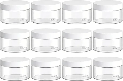 Vista 12 de TUZAZO Tarros de plástico de 1 onza con tapas sin BPA, recipientes vacíos redondos transparentes para cosméticos, tarros de plástico para slime