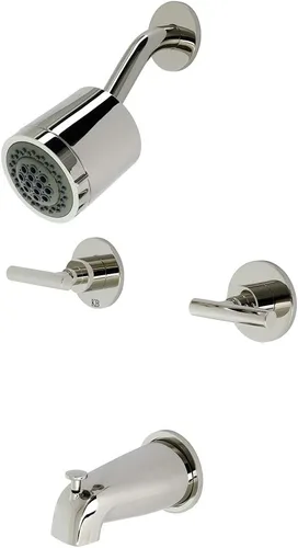 Vista 7 de Kingston Brass KBX8147CML Manhattan - Grifo de ducha y bañera de dos manijas, 7.13 x 12.5 x 5.5, latón cepillado