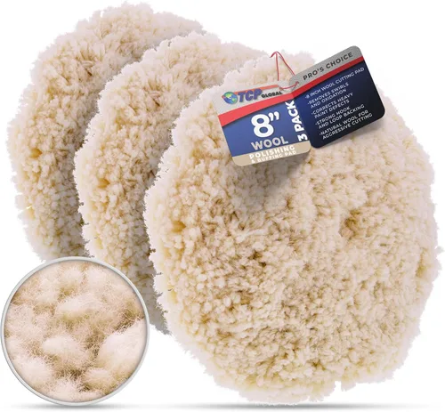 Vista 8 de Almohadilla para pulir de gancho y lazo para cortar y pulir compuestos, 100 % lana, de 8 pulgadas