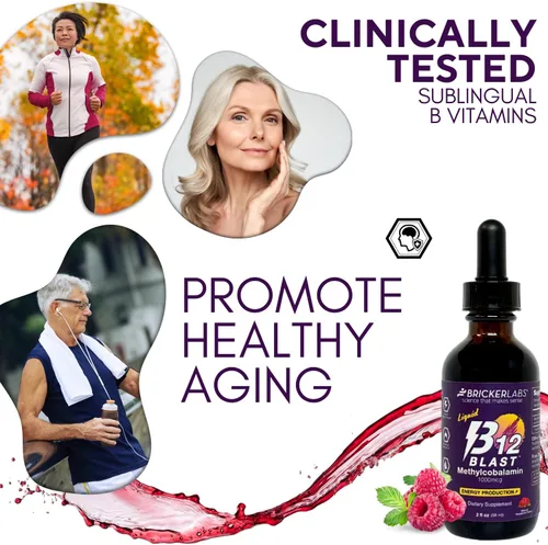 Vista 7 de Bricker Labs B12 Blast Metilcobalamina 1000mcg, vitaminas energéticas líquidas sublinguales de gran sabor - Vitaminas B12 veganas, energía sostenida