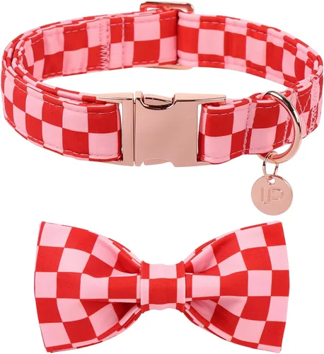 Vista 15 de Collar de perro del día de San Patricio con corbatín, collar de lazo de trébol de la suerte ajustable para perros hembras y niños, collar de perro