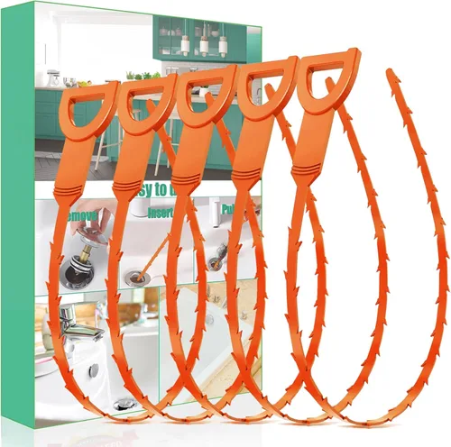 Vista 9 de Removedor de obstrucciones de drenaje de pelo de serpiente de drenaje, paquete de 3 herramientas para desatascar el fregadero de serpiente