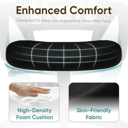 Vista 5 de ETONEX Silla de oficina con cojín ergonómico de respaldo medio, soporte lumbar, ajustable, giratoria, silla de escritorio para videojuegos, cómoda