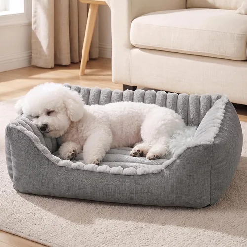 Vista 10 de Avont Dog Bed for Small Pets, Plush Foam, Washable, Low Entry, Grey