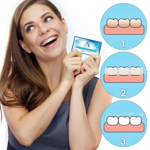 Vista 5 de Tiras de blanqueamiento de dientes calidad profesional 28 unidades – suministro para 14 días + más guía