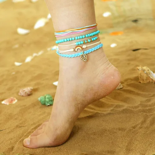 Vista 8 de Pulseras de tobillo para niñas, impermeables, bohemias, para mujer, regalo de joyería de Navidad