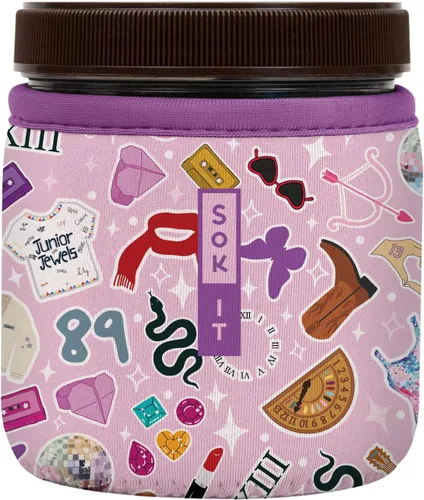 Vista 235 de Sok It IceCreamSok Cubierta de Neopreno Aislante (Floral Abstracto, Pintas de Helado Rectas)