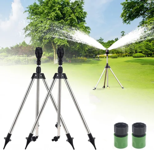 Vista 8 de Aspersor de trípode giratorio, rociadores de riego giratorios automáticos de 360 grados, aspersor telescópico de trípode para áreas grandes, patio