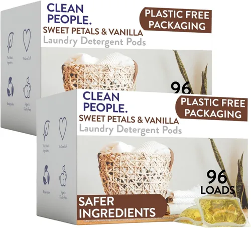 Vista 26 de THE CLEAN PEOPLE Cápsulas de detergente para ropa ultraconcentradas, 192 unidades, sin fragancia, a base de plantas, sin plástico, aptas para tanque