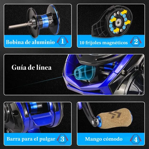 Vista 4 de One Bass Combo de caña de pescar y carrete, IM7 grafito 2 piezas en blanco para baitcasting, caña de pescar giratoria con mango de superpolímero