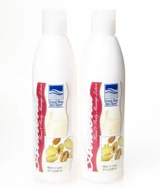Dead Sea Spa Care Loción de masaje para manos y cuerpo (paquete de 2) 8 onzas cada botella (aroma a almendra)