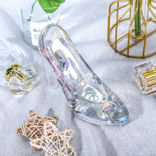 Vista 5 de Pantuflas de cristal de Cenicienta, zapato de cristal colorido, ideal para fiesta de Cenicienta, regalo de cumpleaños de niñas, centro de mesa