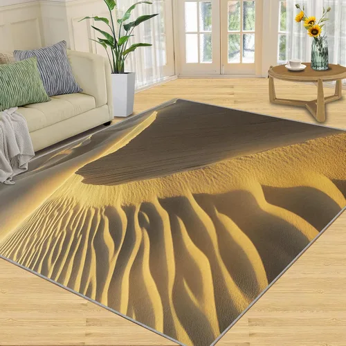 Desert Dunes Rugs for Bedroom, Desert Landscape Area Rug, Natural Scenery Rugs for Living Room, Indoor Non-Slip Rug, Machine Washable Carpet for
