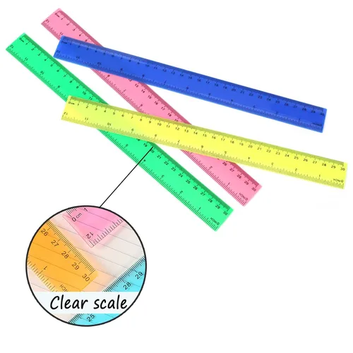 Vista 9 de Regla de plástico transparente, 30 reglas de plástico, regla de 12 pulgadas, reglas métricas transparentes de colores surtidos para pulgadas
