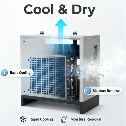 Vista 4 de Secador de aire refrigerado 84.7CFM, 110V 1PH para el compresor de aire