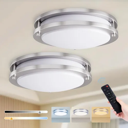 Vista 10 de Kalium - Lámpara de techo LED con control remoto de 10 pulgadas, lámpara de techo empotrada, 18W 3000K-6000K temperatura de color ajustable