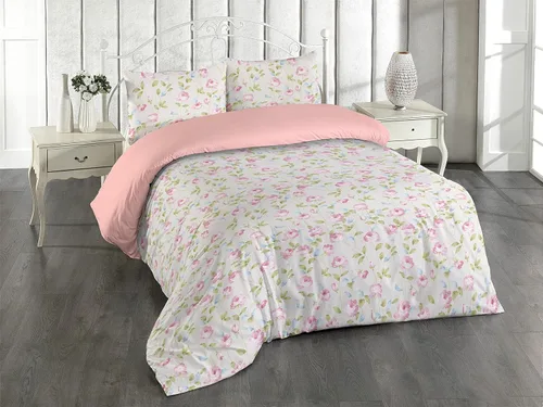 Vista 10 de Ambesonne Floral Duvet Cover Set, Creative Graphic Effect Pattern of Asters Garden Branches Flowers, Reversible 3 Piece Bedding Set with 2 Pillow