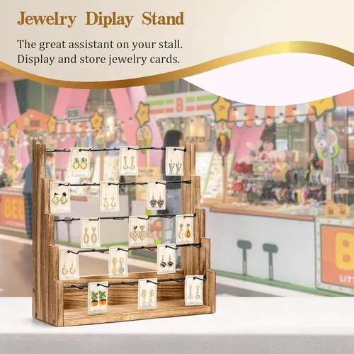 Vista 2 de Exhibición de pendientes para la venta, Exhibición de joyería de madera maciza para vendedores de ventas, soportes de exhibición de pendientes