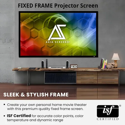 Vista 7 de Akia Screens Pantalla de proyector de marco fijo de 100 pulgadas, proyector Ultra HD 16:9, 8K/4K y listo para 3D, pantalla de proyección
