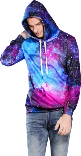 Vista 4 de Sudaderas unisex con estampado 3D Galaxy con capucha y bolsillos grandes