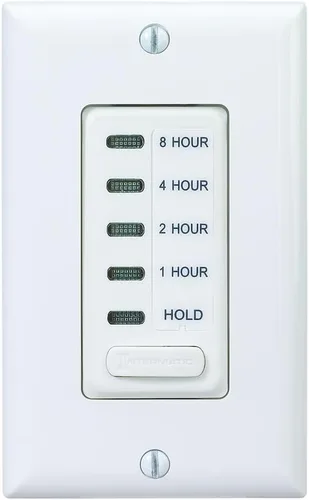 Intermatic Temporizador electrónico de cuenta regresiva para ventiladores de toda la casa - EI220W-1-1/2/4/8 horas con modo de retención, SPST, 120
