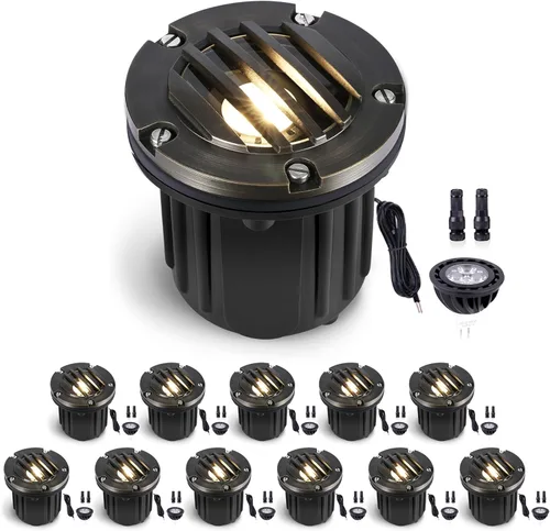Vista 8 de Gardenreet Lámpara de pozo de latón - Iluminación LED de 12V Ip65 para paisajes al aire libre, lámpara de repuesto impermeable de bajo voltaje