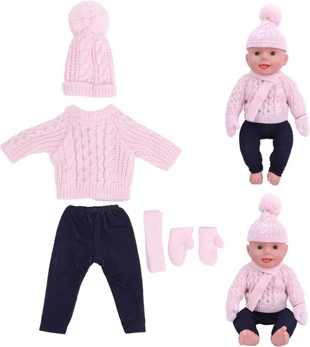 Vista 6 de plplaaoo Trajes de muñeca de Navidad de invierno para muñeca de bebé de 18 pulgadas, ropa de muñeca de Navidad, ropa de muñeca, suéter, pantalones