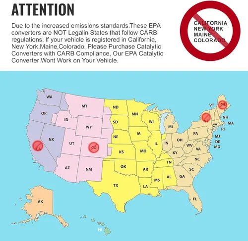 Vista 8 de TOPAZ Convertidor catalítico de 2.5 "de entrada/salida universal catalítico convertidor de alto flujo de acero inoxidable 2 unids 99306HM EPA